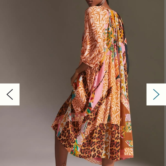 🛑ANTHROPOLOGIE Brown Motif Dress Geisha - Picture 2 of 7